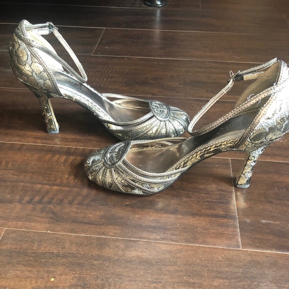 Seychelles fabric and leather metallic pumps anthropology - Picture 6 of 8